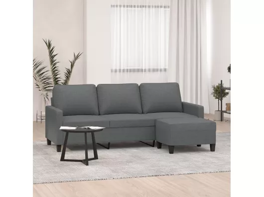 Kauf Unique 3-Sitzer-Sofa mit Hocker Dunkelgrau 180 cm Stoff