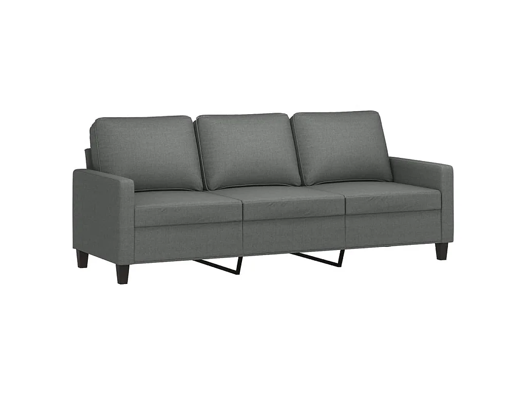 Sofá de 3 lugares com apoio de pés 180 cm tecido cinza-escuro