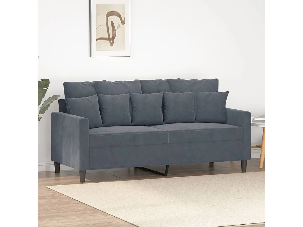 Sofá de 2 plazas de terciopelo gris oscuro 140 cm
