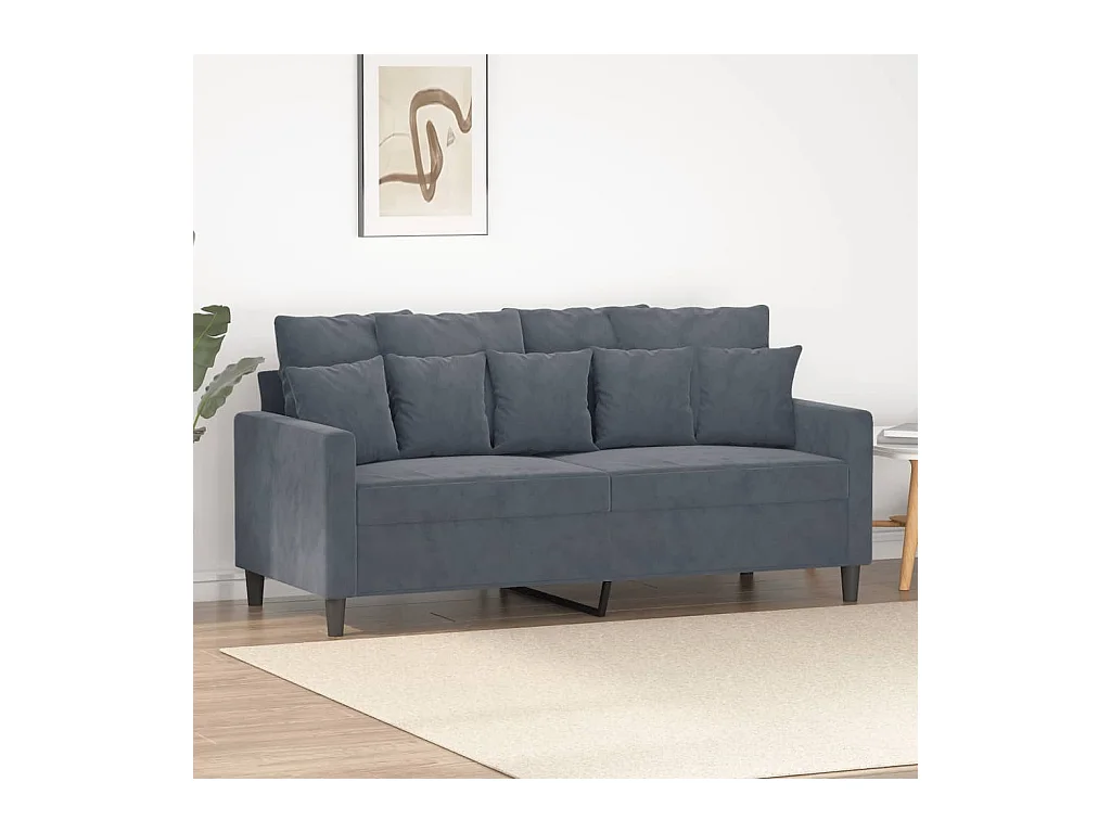 Canapé à 2 places Gris foncé 140 cm Velours