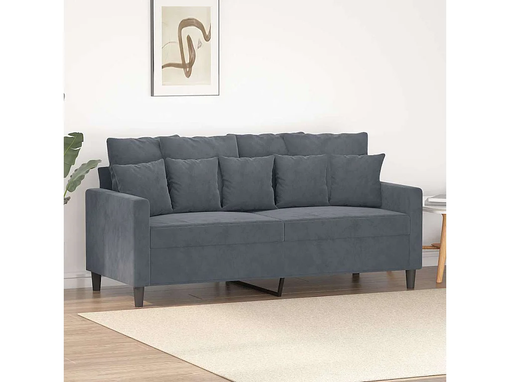 Canapé à 2 places Gris foncé 140 cm Velours
