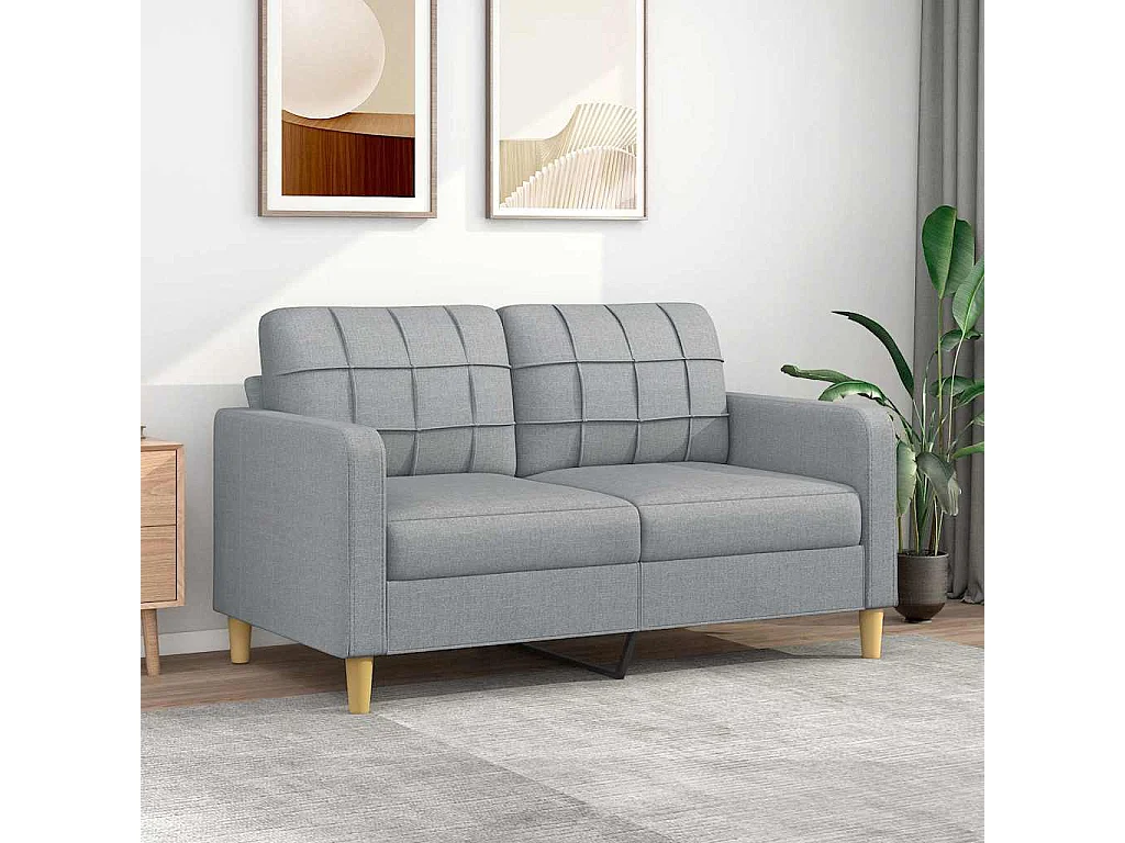 2-Sitzer-Sofa Hellgrau 140 cm Stoff