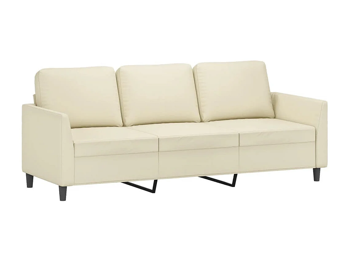 2-tlg. Sofagarnitur mit Kissen Creme Kunstleder