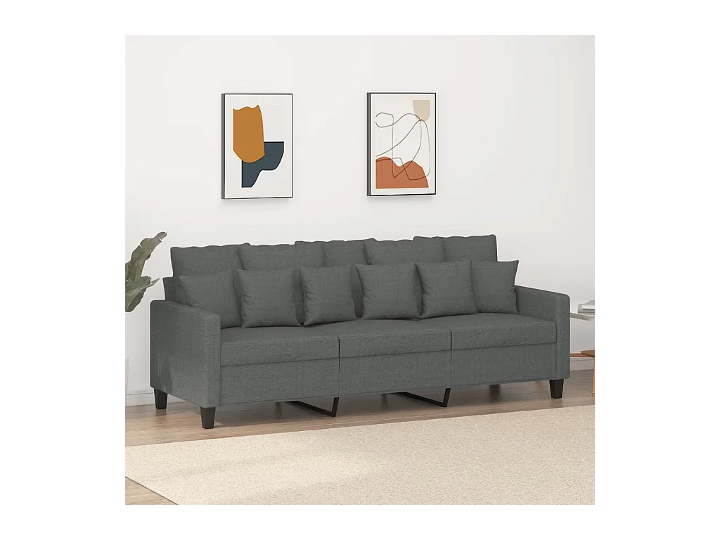 Canapé à 3 places Gris foncé 180 cm Tissu
