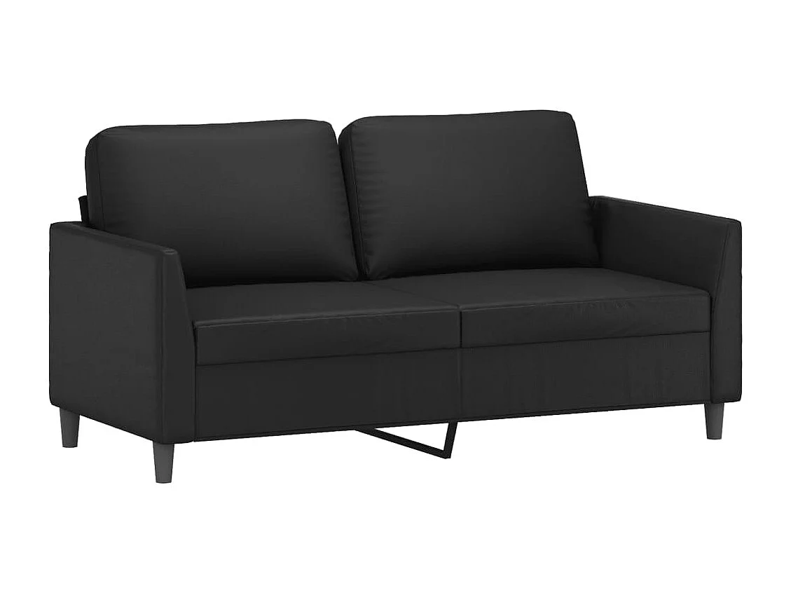 2-delige Loungeset met kussens kunstleer zwart