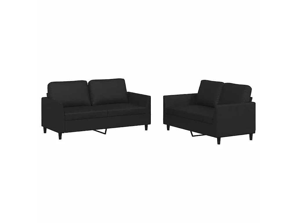2-delige Loungeset met kussens kunstleer zwart