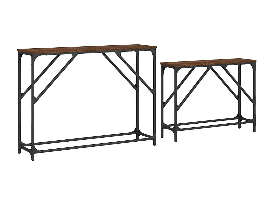 Mesas consola encastrar 2 pcs deriv. madeira carvalho castanho