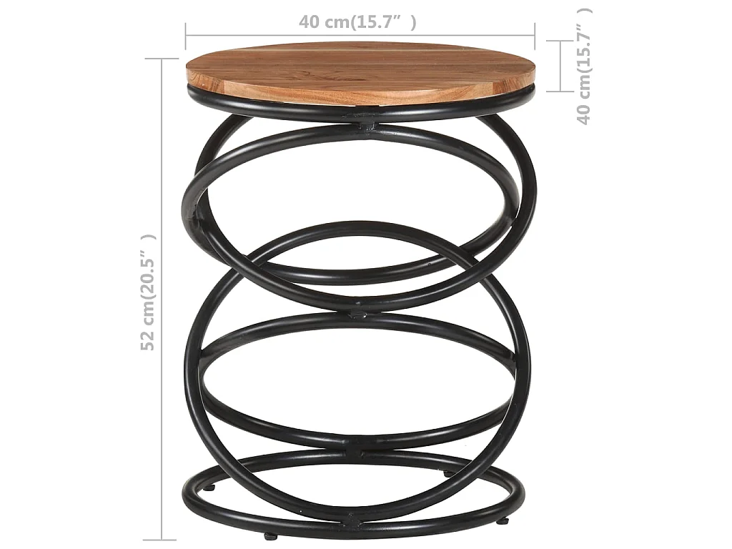 Tavolino da Salotto 40x40x52 cm in Legno Massello di Acacia