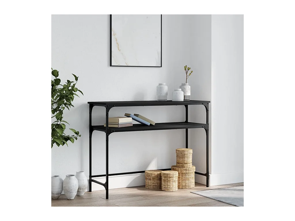 Table console noir 100x35,5x75 cm bois d'ingénierie