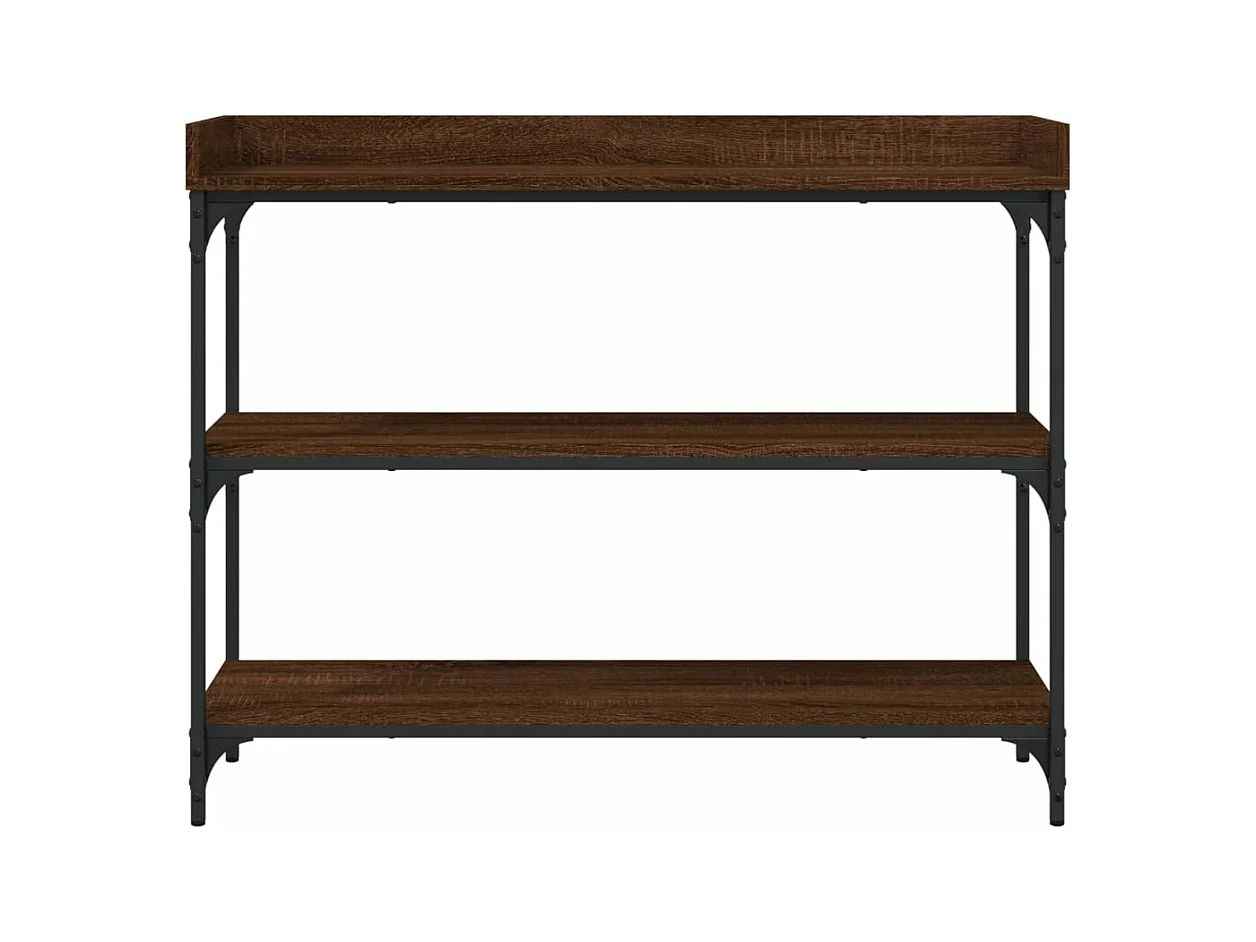 Table console avec étagères chêne marron 100x30x80 cm