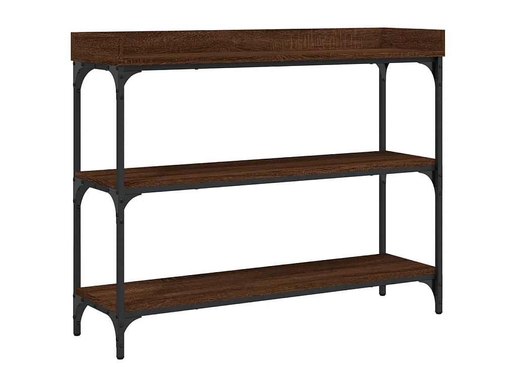 Table console avec étagères chêne marron 100x30x80 cm
