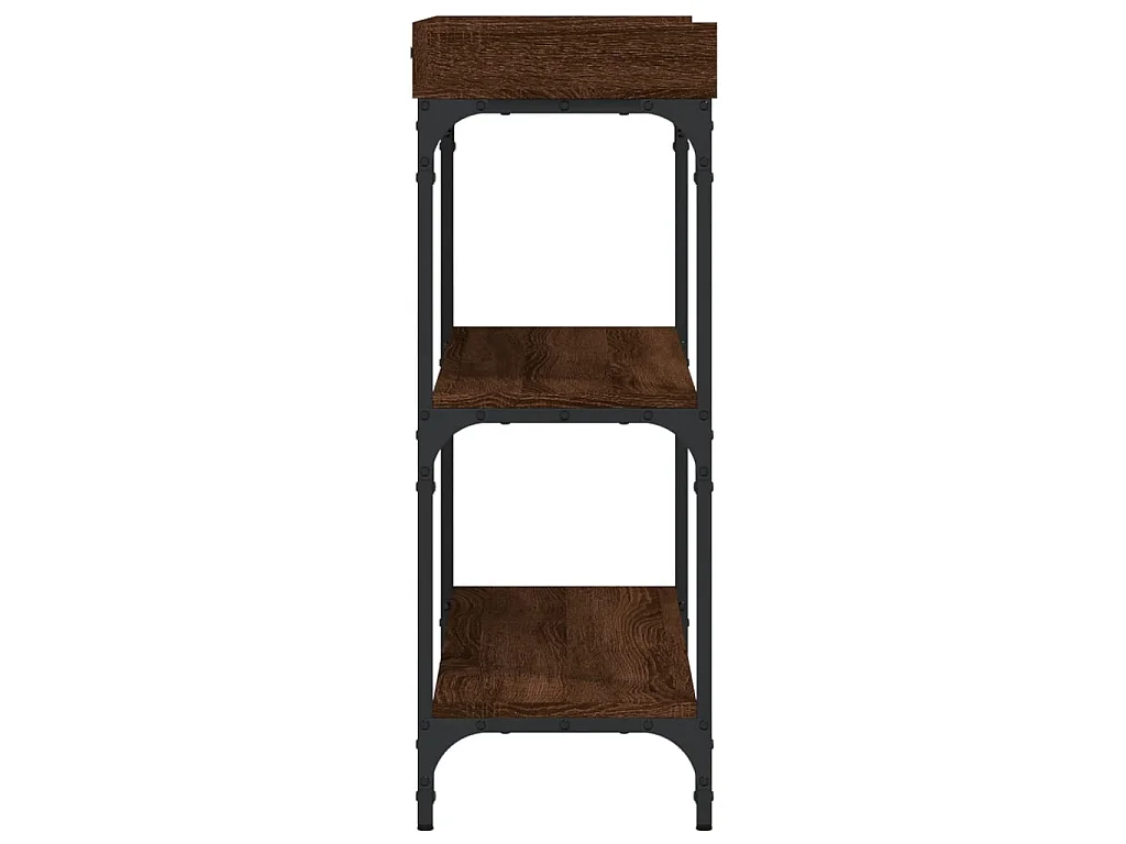 Table console avec étagères chêne marron 100x30x80 cm
