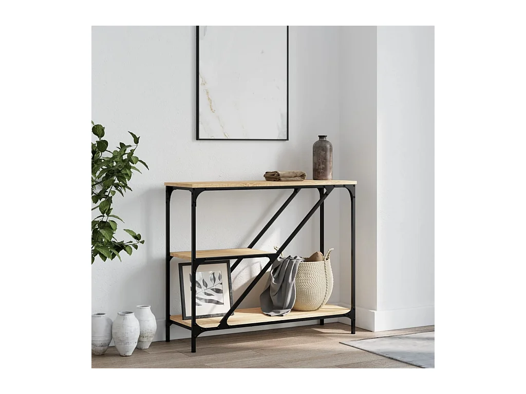 Table console chêne sonoma 88,5x30x75 cm bois d'ingénierie