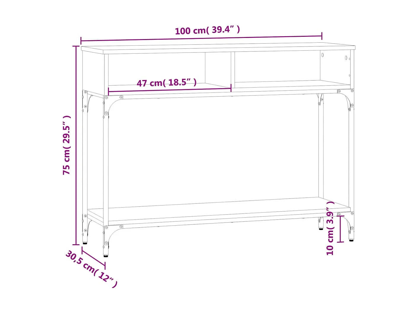 Tavolo Consolle Rovere Marrone 100x30,5x75 cm Legno Multistrato