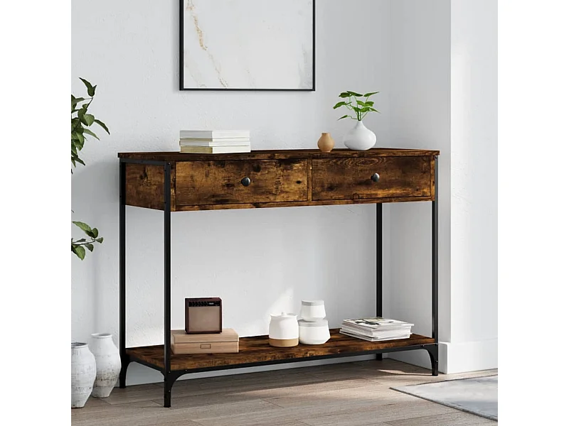 Wandtafel 100x34,5x75 cm bewerkt hout gerookt eikenkleurig