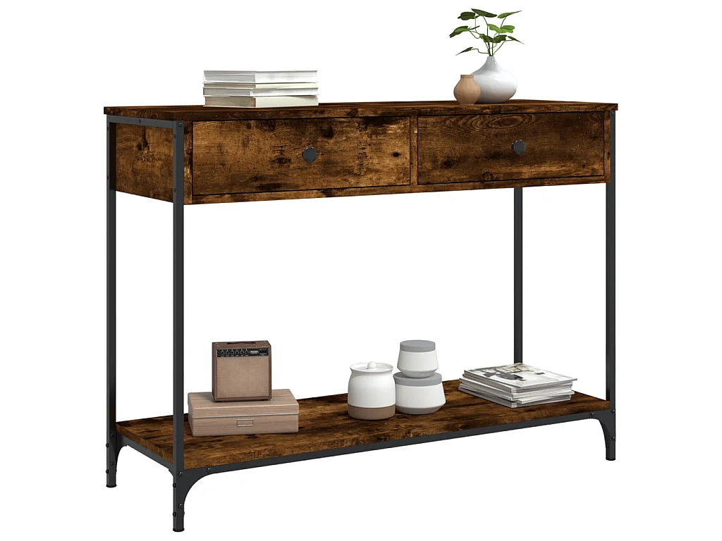 Tavolino Consolle Rovere Fumo 100x34,5x75cm Legno Multistrato