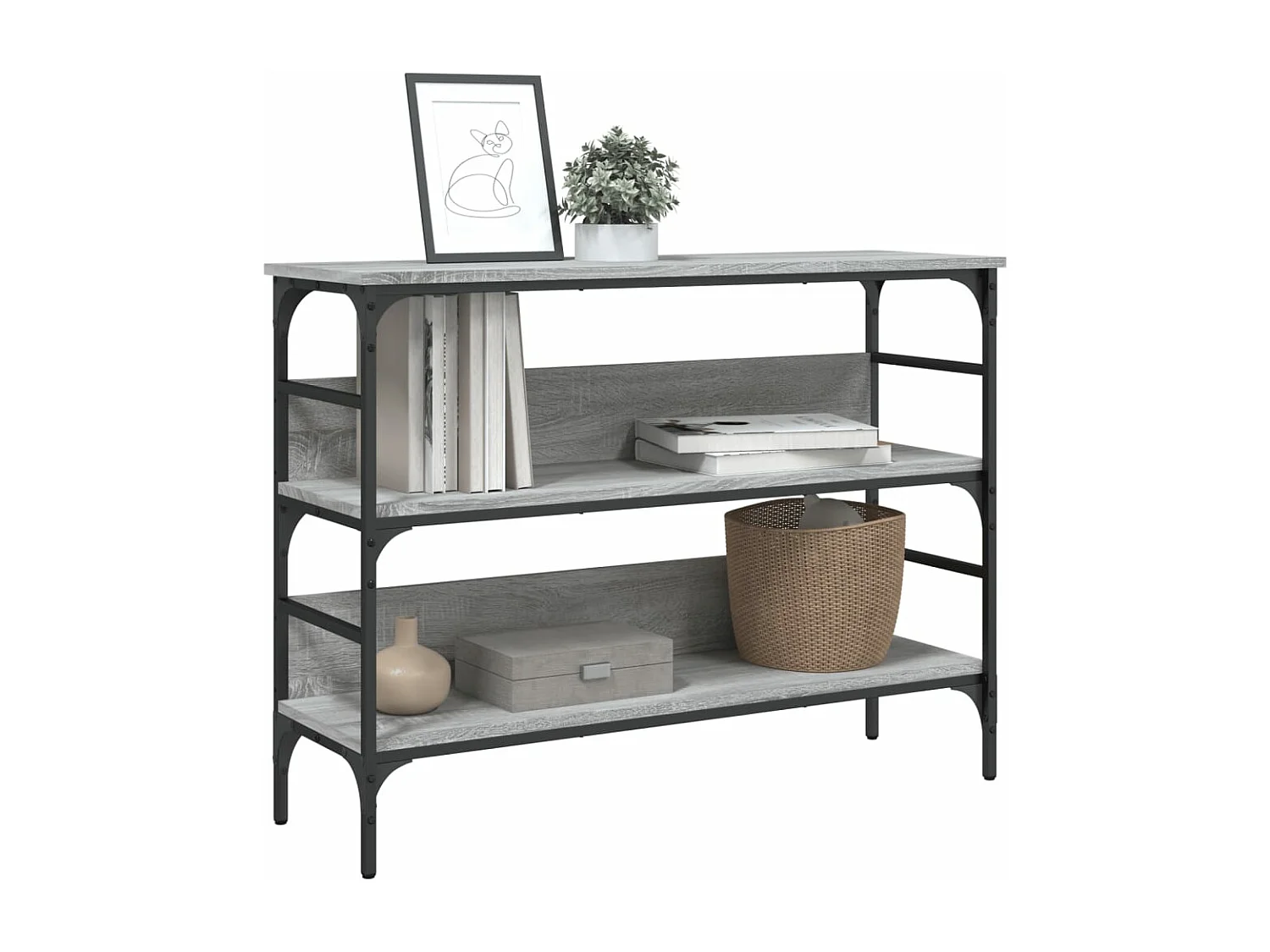 Table console sonoma gris 100x32x75 cm bois d'ingénierie