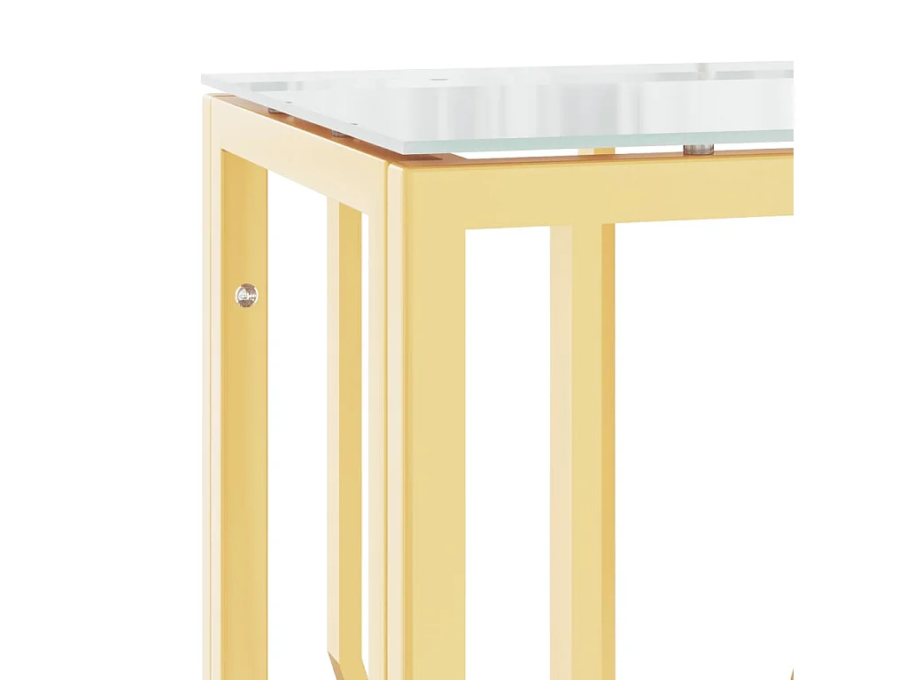 Tavolino Consolle Oro 70x30x70 cm in Acciaio Inox e Vetro