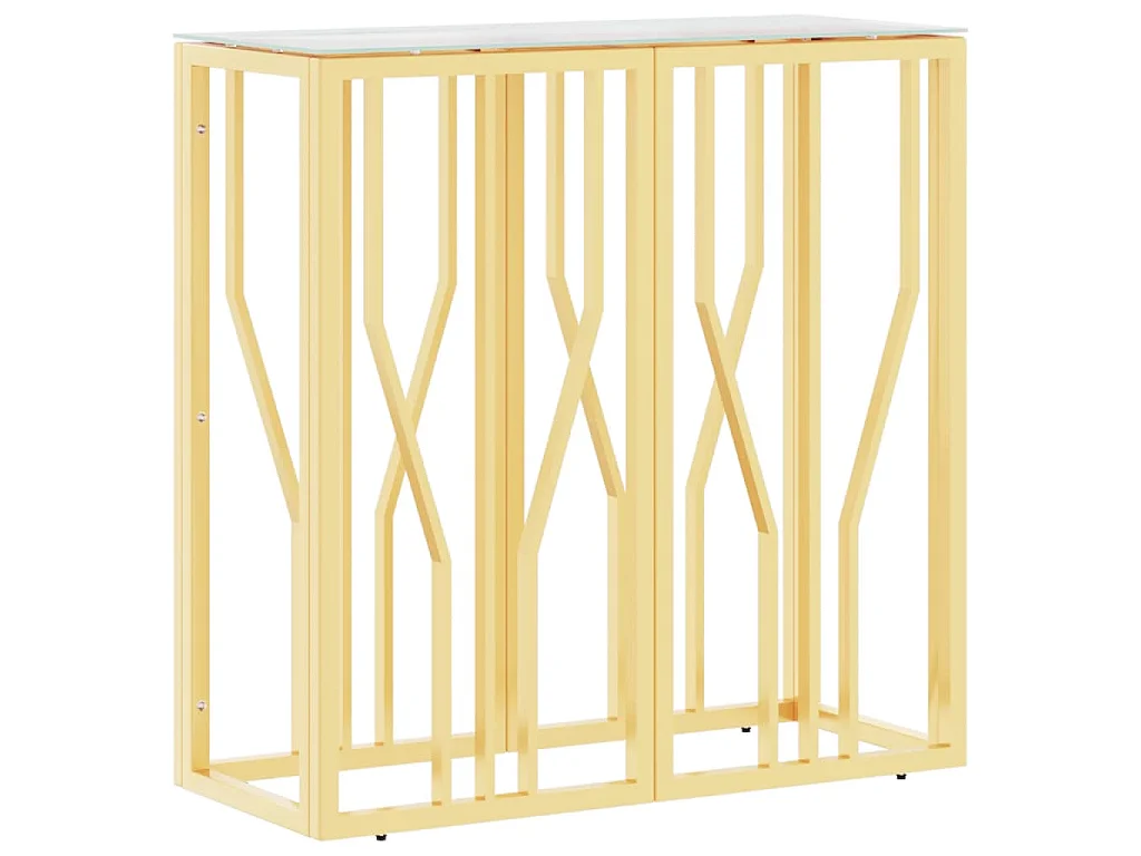 Table console doré 70x30x70 cm acier inoxydable et verre