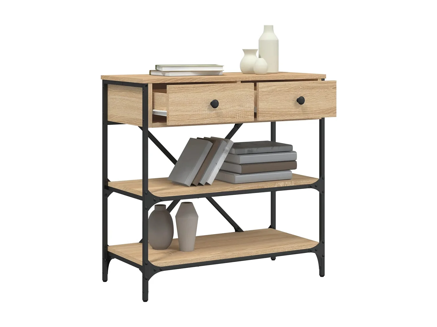 Tavolino Consolle Rovere Sonoma 75x34,5x75cm Legno Multistrato