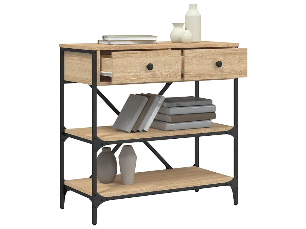 Table console chêne sonoma 75x34,5x75 cm bois d'ingénierie