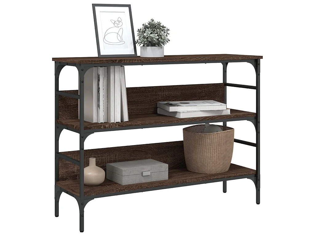 Table console chêne marron 100x32x75 cm bois d'ingénierie