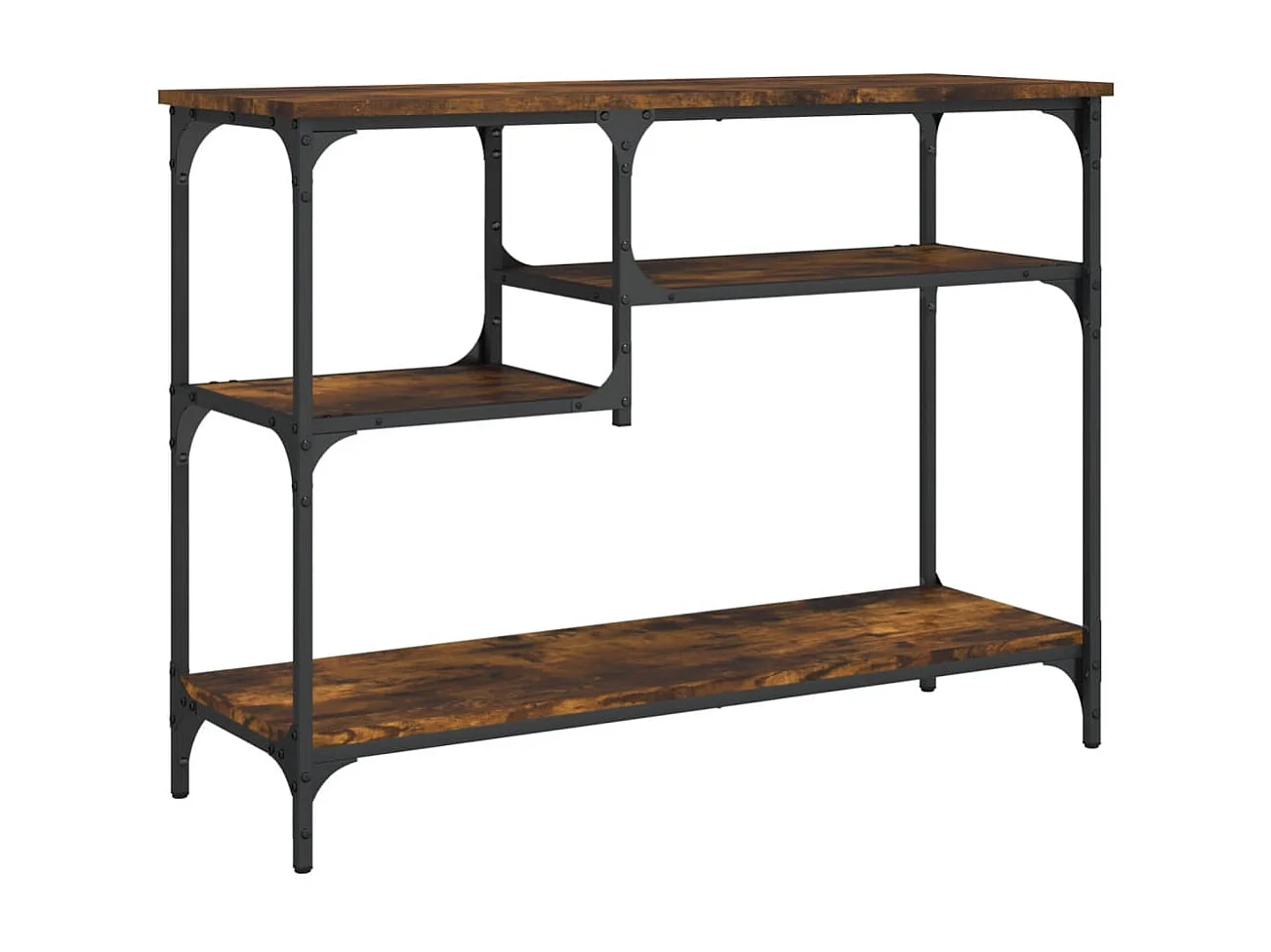 Table console avec étagères chêne fumé 100x35x75 cm