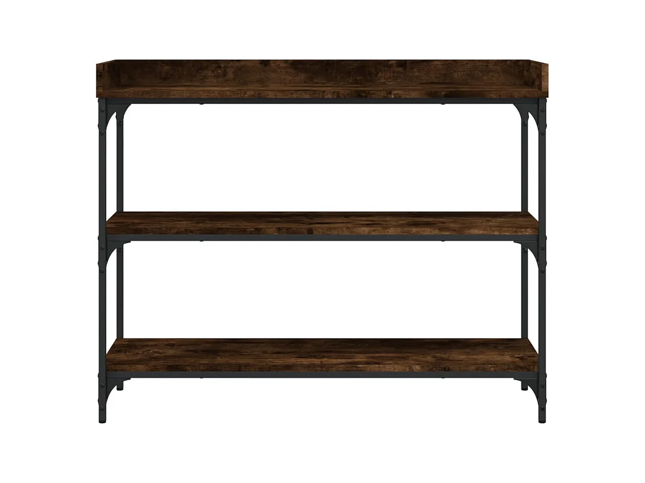 Table console avec étagères chêne fumé 100x30x80 cm