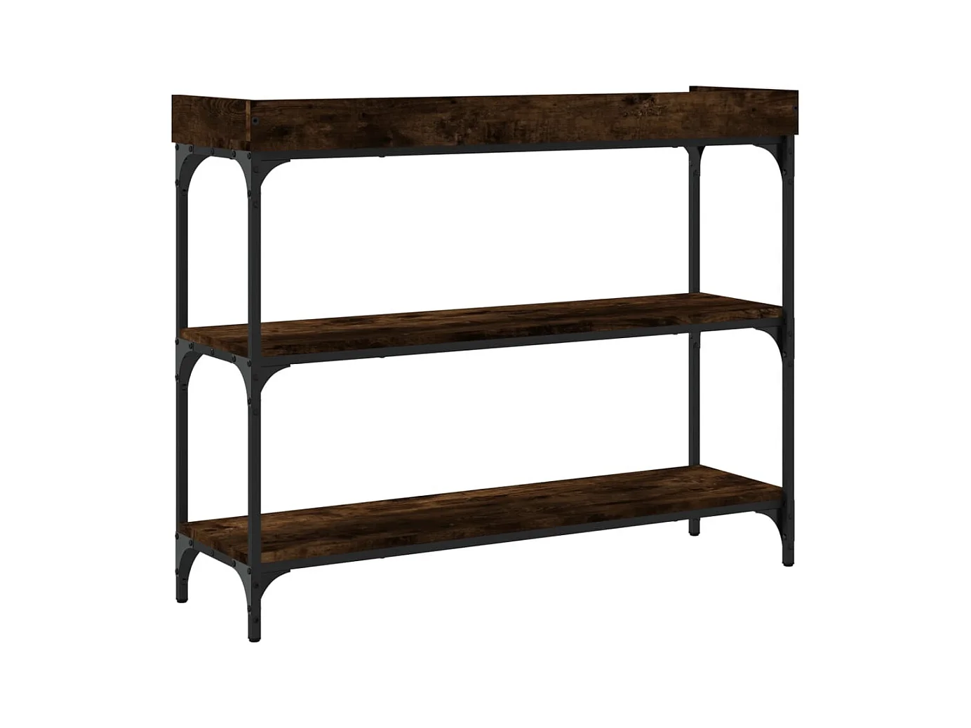 Table console avec étagères chêne fumé 100x30x80 cm