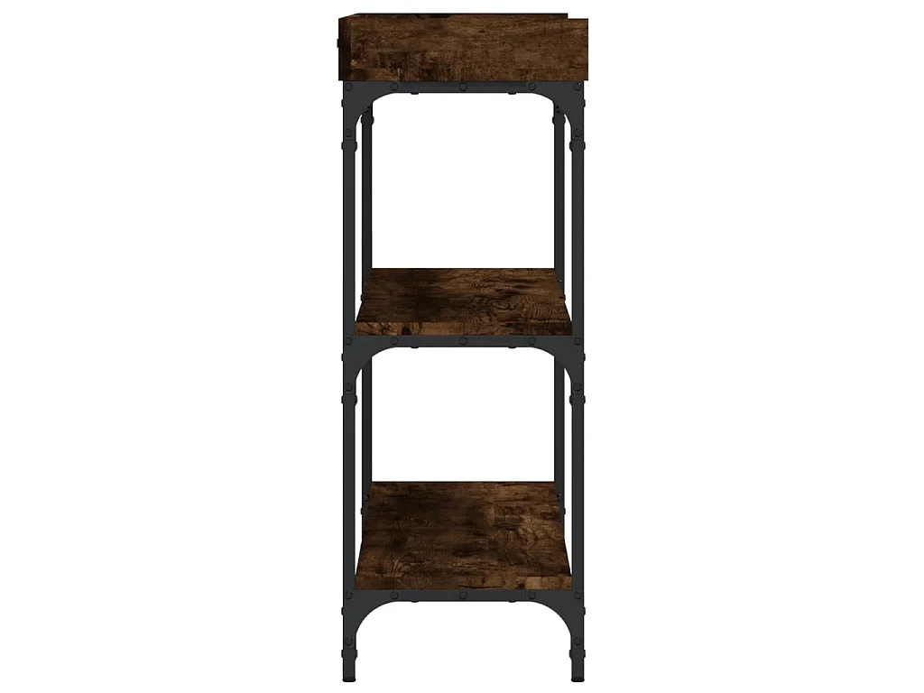 Table console avec étagères chêne fumé 100x30x80 cm