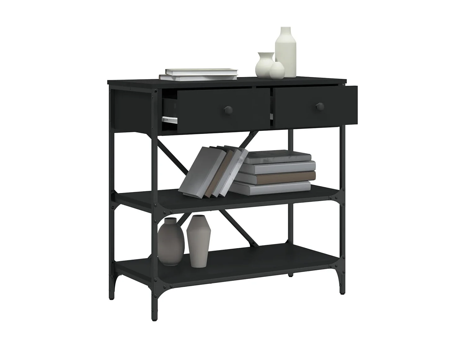 Table console noir 75x34,5x75 cm bois d'ingénierie