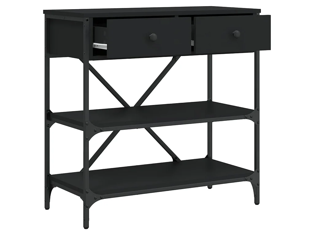 Table console noir 75x34,5x75 cm bois d'ingénierie