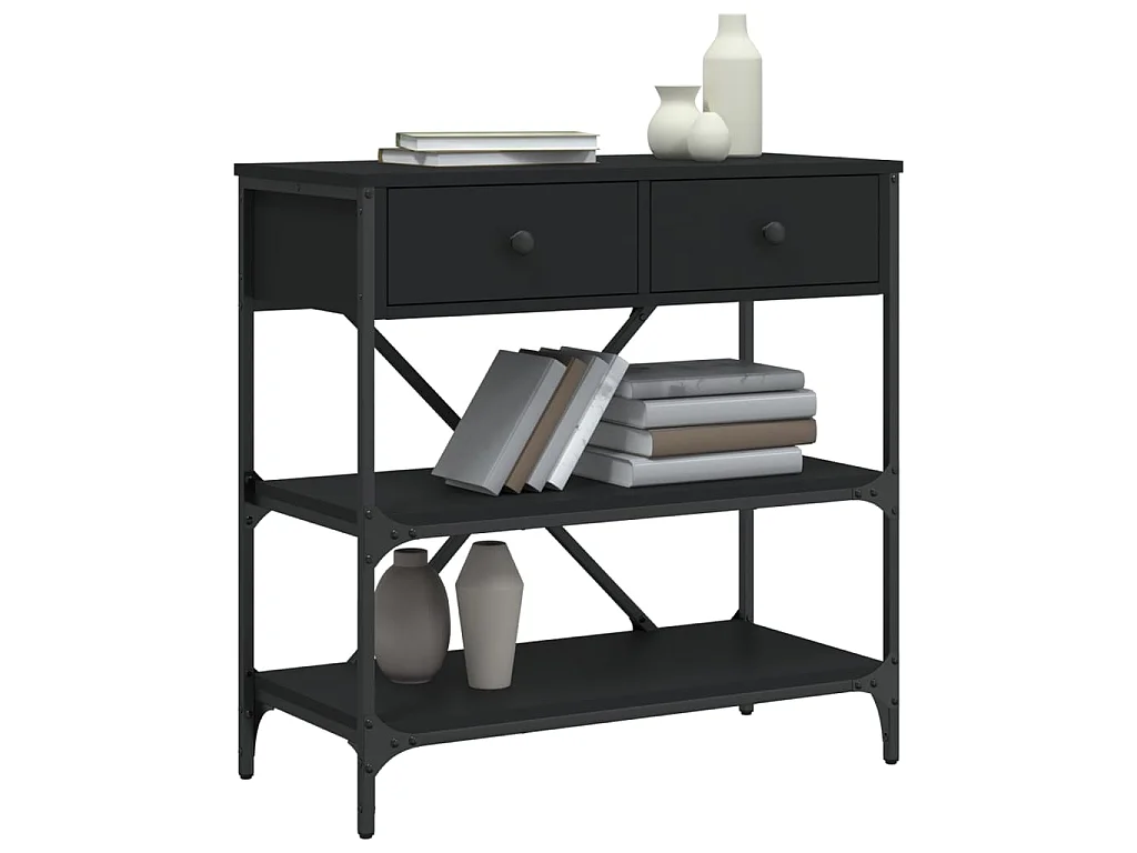 Table console noir 75x34,5x75 cm bois d'ingénierie