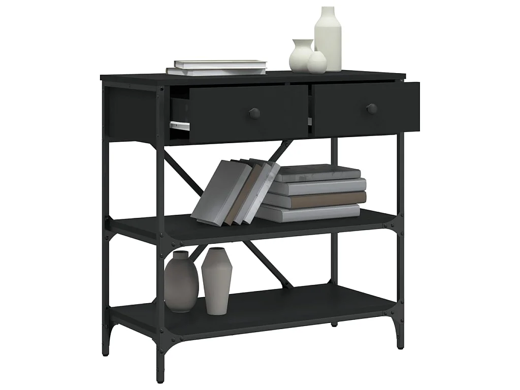 Table console noir 75x34,5x75 cm bois d'ingénierie