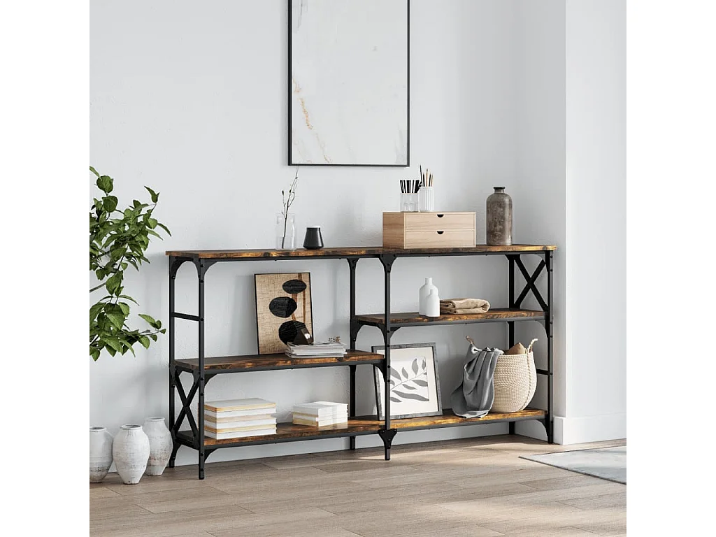Tavolo Consolle Rovere Fumo 150x29x76,5 cm in Legno Multistrato
