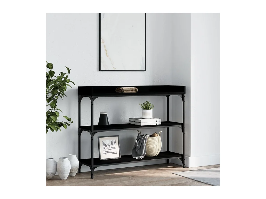 Table console avec étagères noir 100x30x80 cm