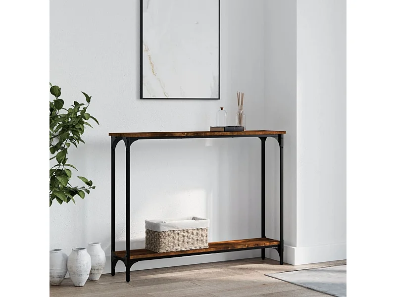 Tavolino Consolle Rovere Fumo 100x22,5x75cm Legno Multistrato