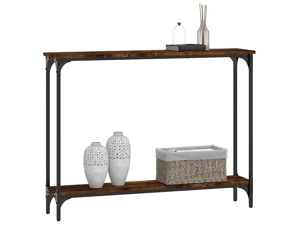 Table console chêne fumé 100x22,5x75 cm bois d'ingénierie