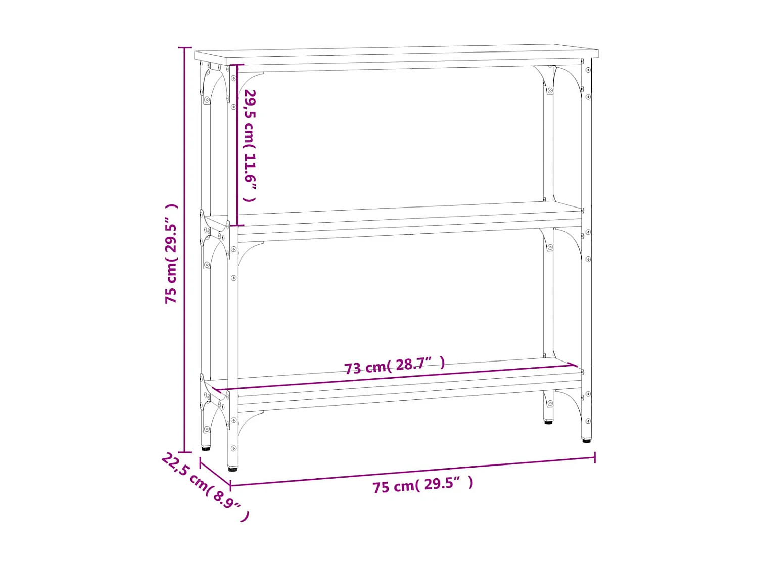 Wandtafel 75x22,5x75 cm bewerkt hout sonoma eikenkleurig