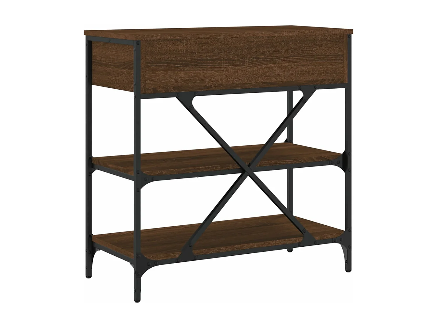 Table console chêne marron 75x34,5x75 cm bois d'ingénierie