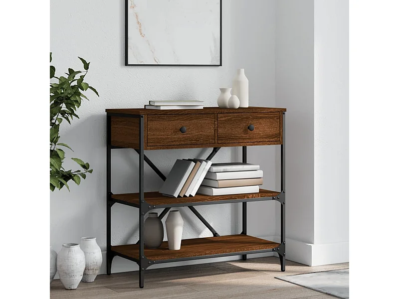 Table console chêne marron 75x34,5x75 cm bois d'ingénierie