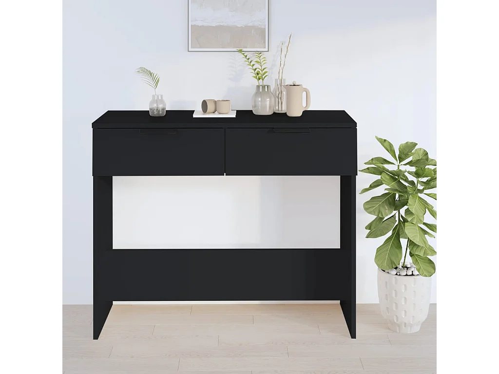 Table console noir 90x36x75 cm bois d'ingénierie