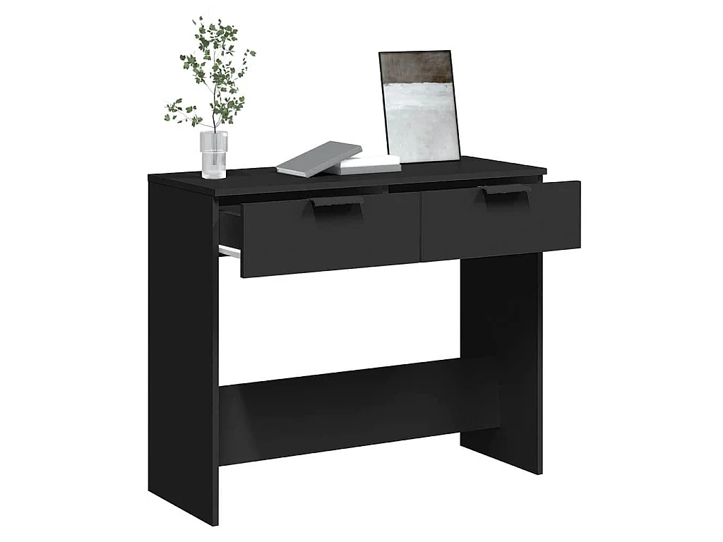 Table console noir 90x36x75 cm bois d'ingénierie
