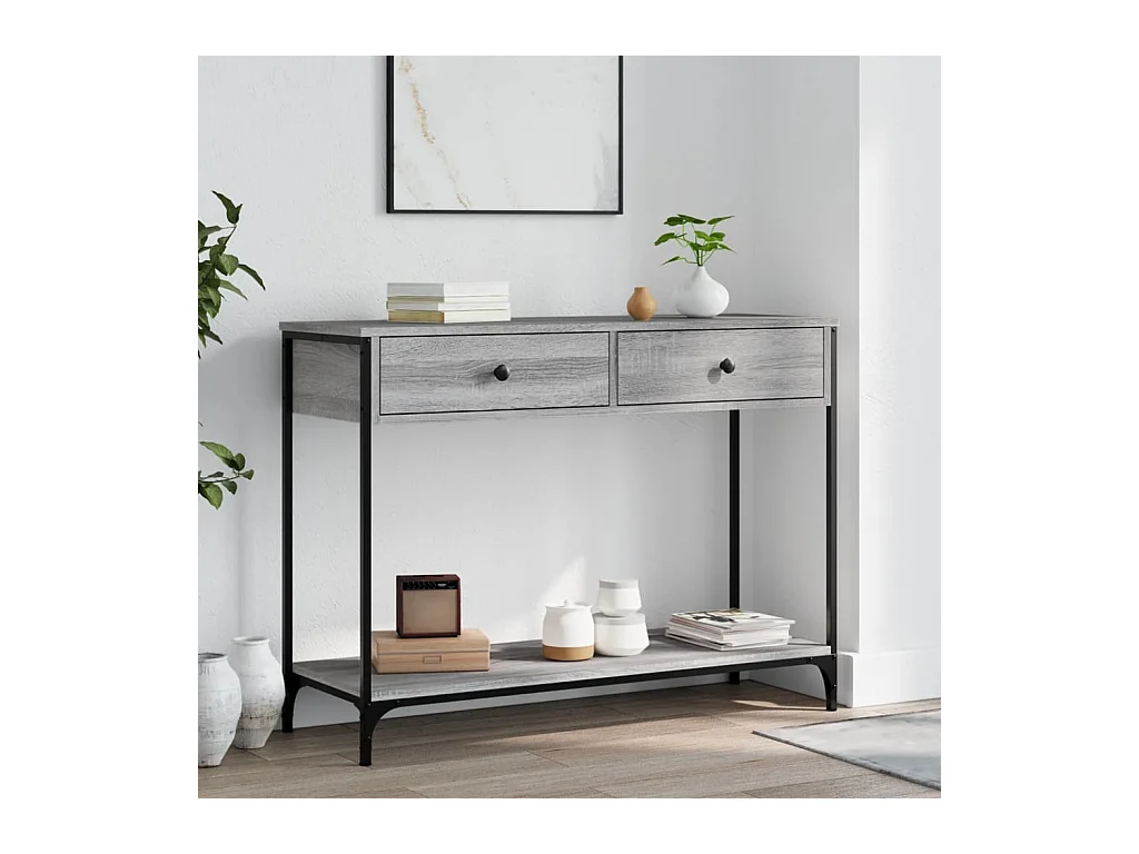 Table console sonoma gris 100x34,5x75 cm bois d'ingénierie