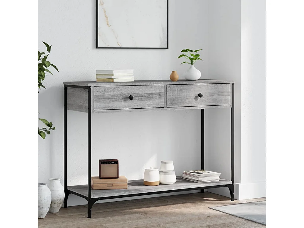 Mesa consola madera de ingeniería gris Sonoma 100x34,5x75 cm