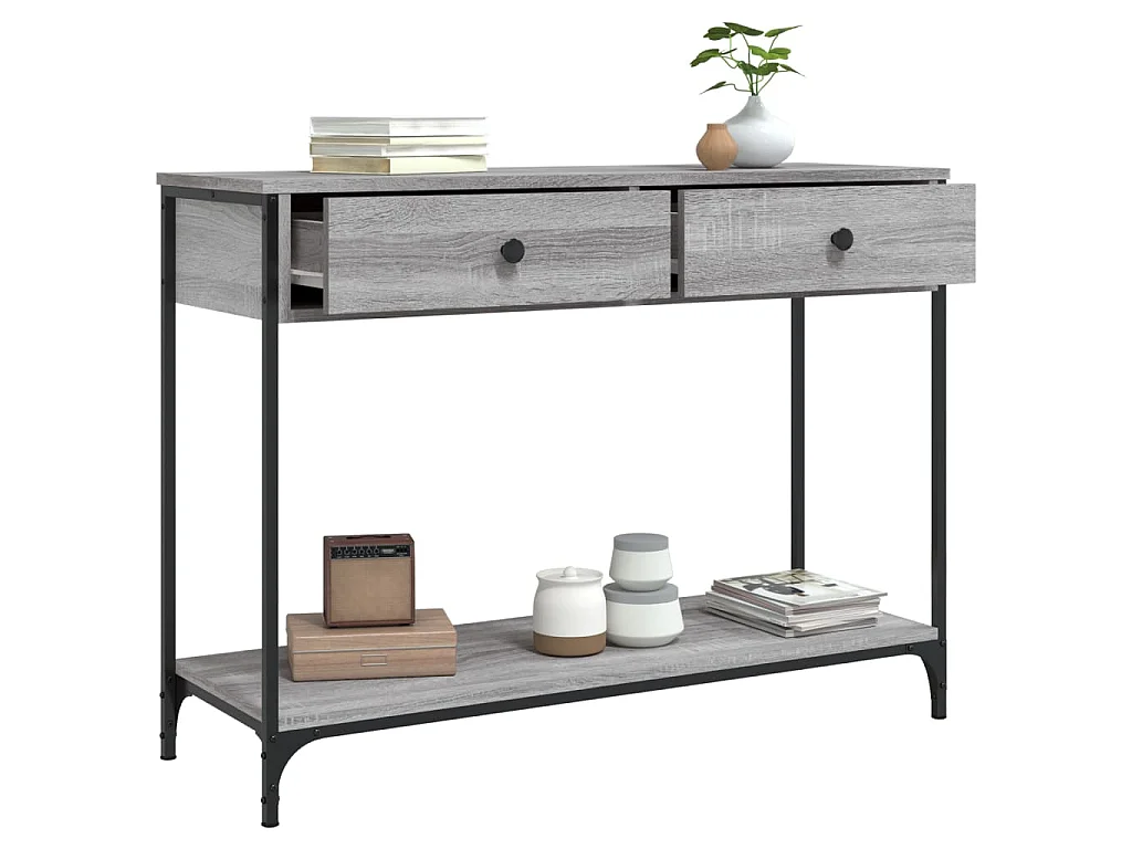 Mesa consola madera de ingeniería gris Sonoma 100x34,5x75 cm