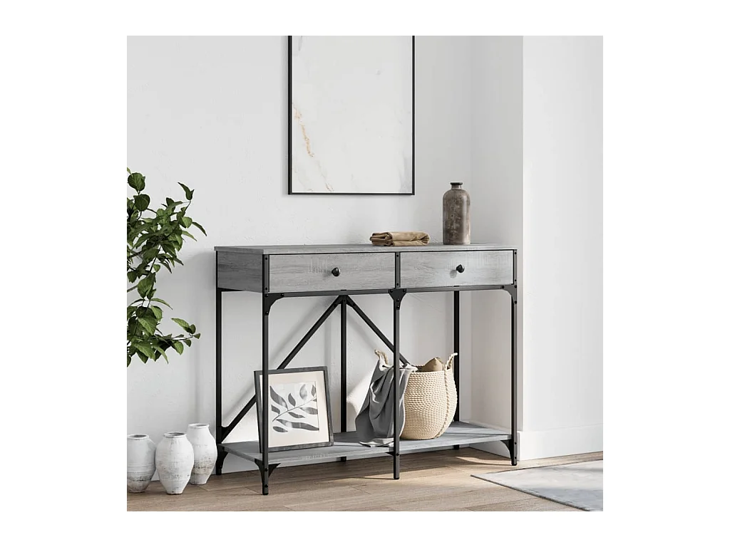 Table console sonoma gris 100x39x78,5 cm bois d'ingénierie