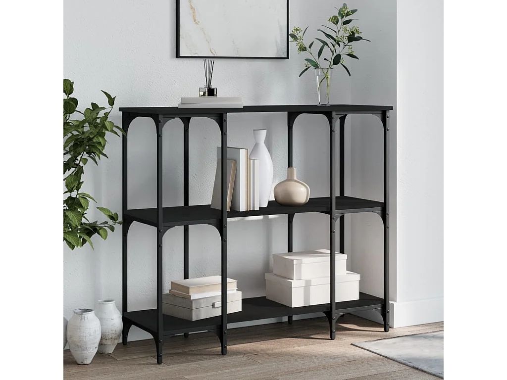 Table console noir 102x35x90 cm bois d'ingénierie