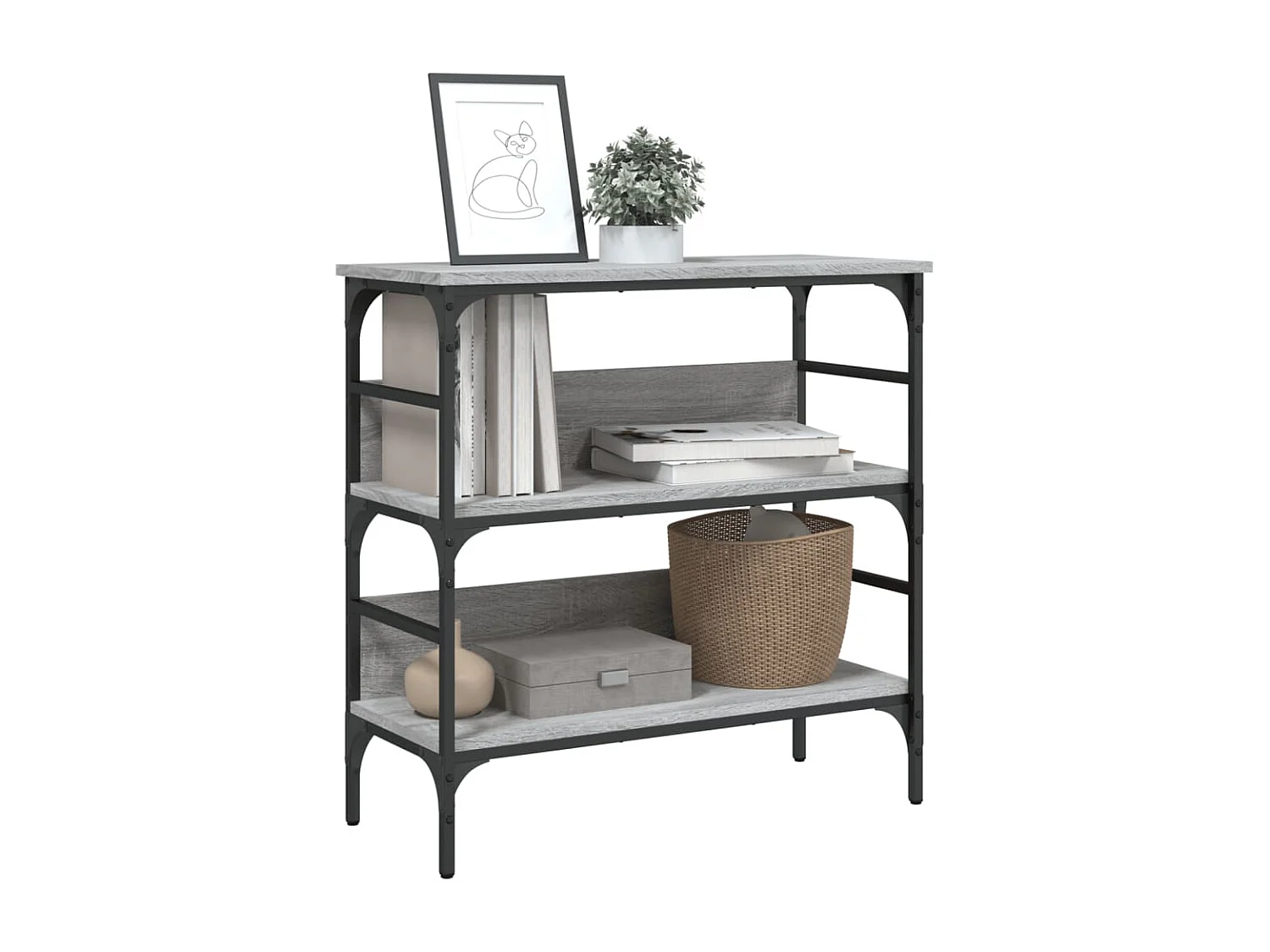 Mesa consola 75x32x75 cm derivados de madeira cinzento sonoma