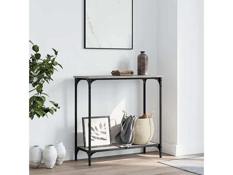 Tavolino Consolle Grigio Sonoma 75x30,5x75 cm Legno Multistrato